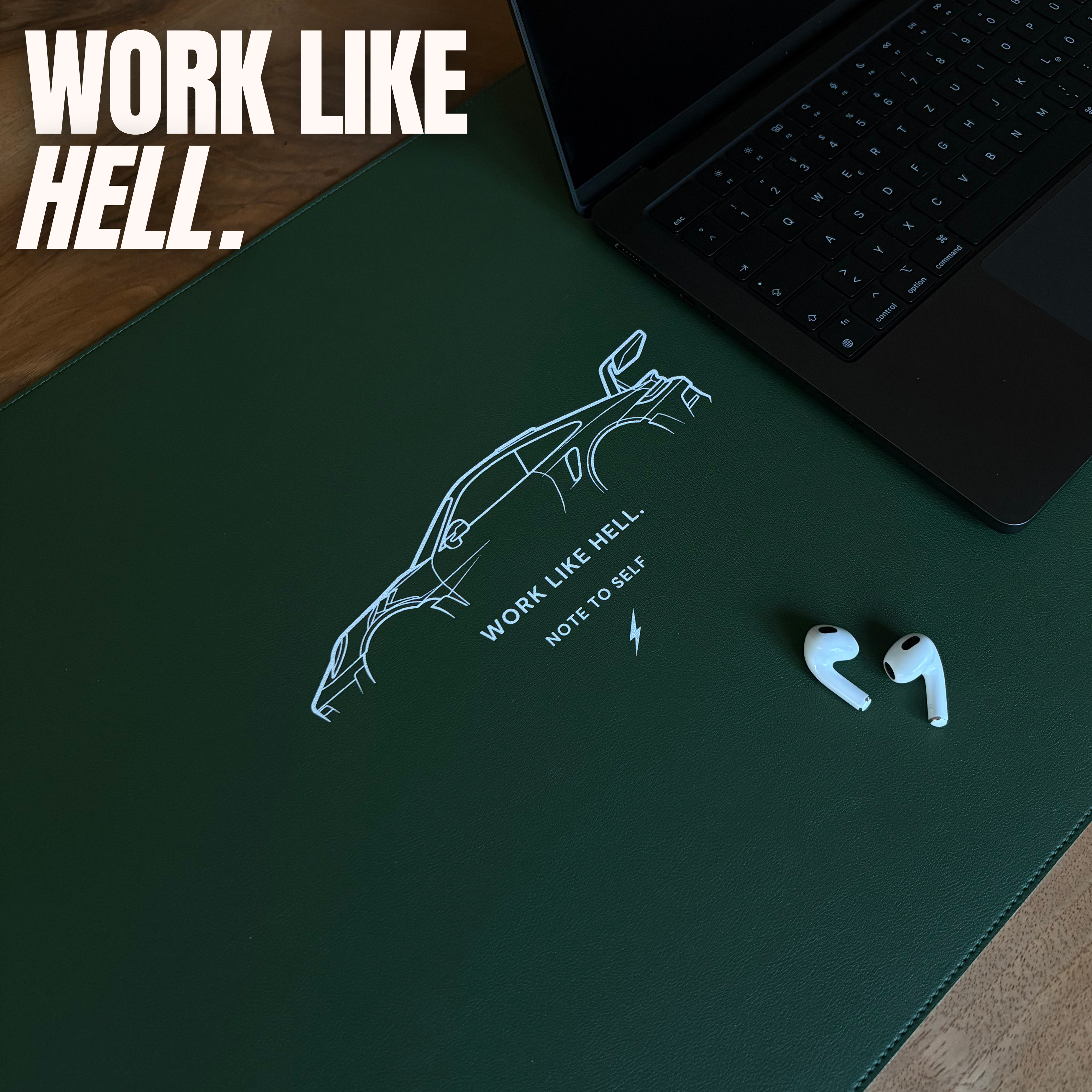 Desk Pad in Sage Green - Motivation: "Work Like Hell"