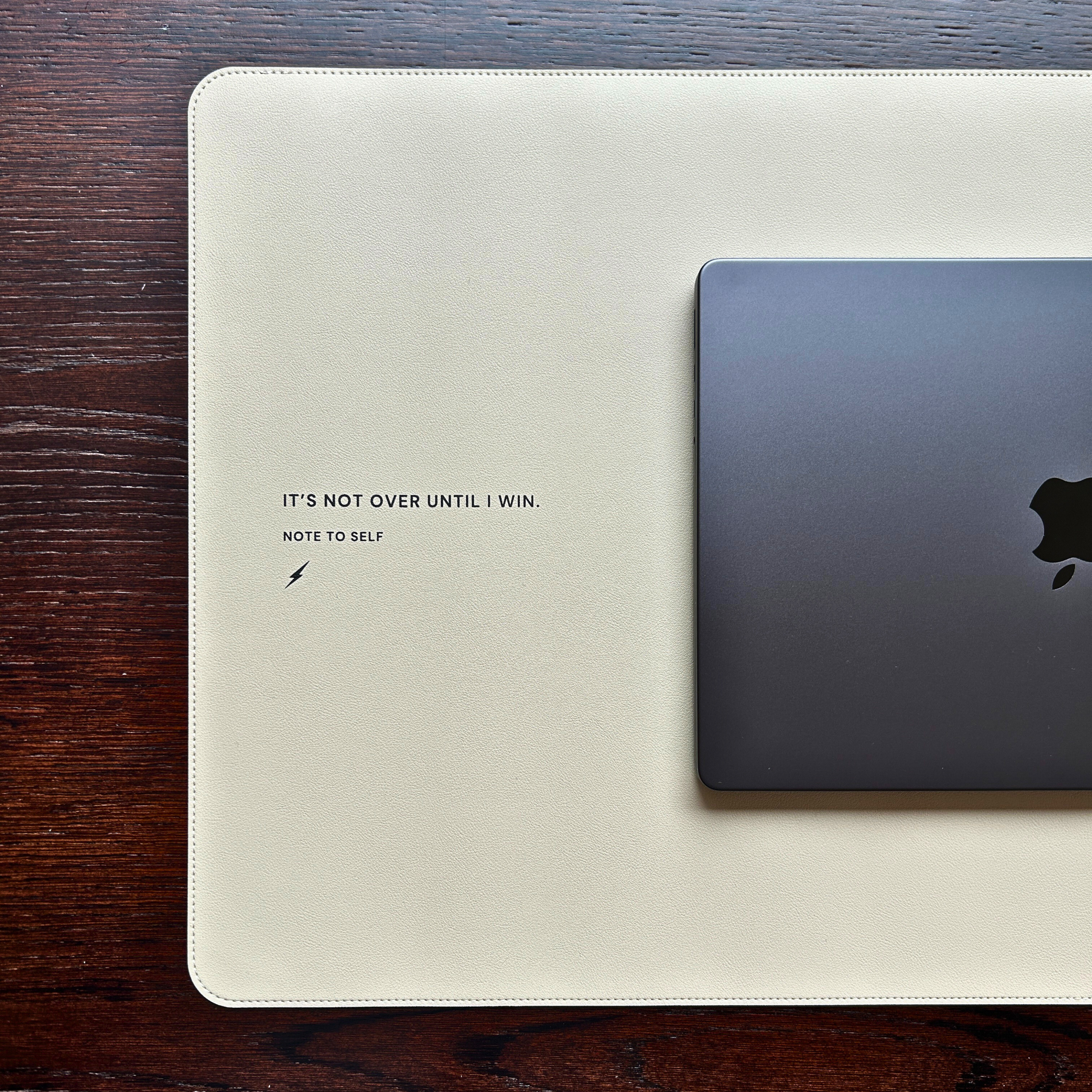 Desk Pad in Sand Beige - Motivation: "It's not over until I win."