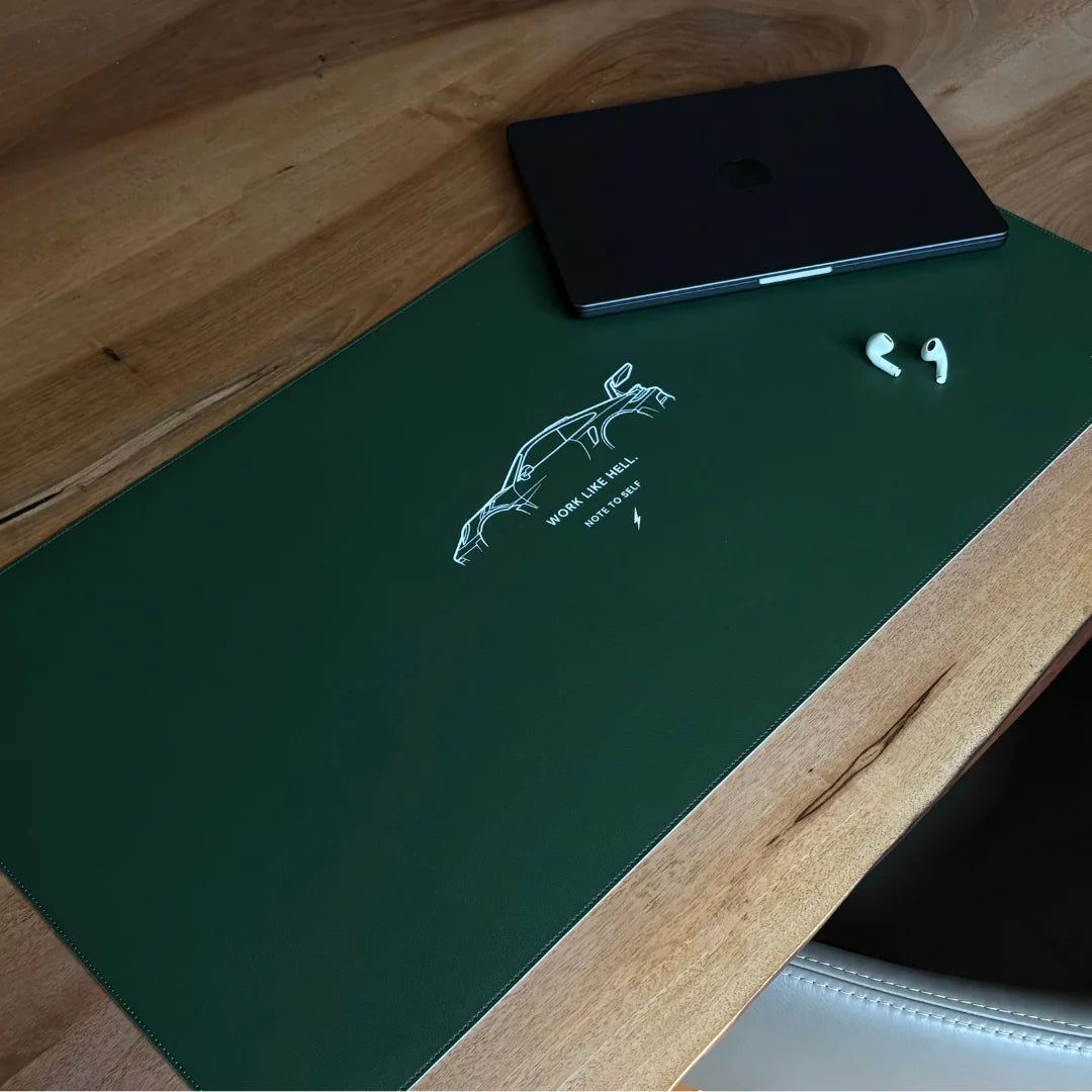 Desk Pad in Sage Green "Work Like Hell"