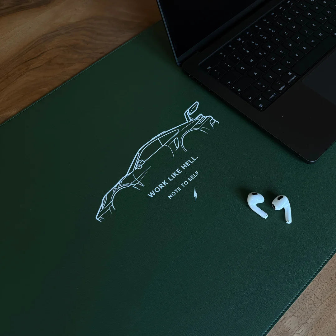 Desk Pad in Sage Green "Work Like Hell"