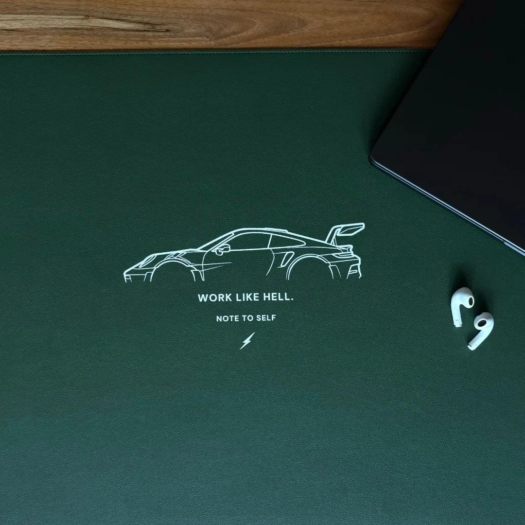 Desk Pad in Sage Green "Work Like Hell"